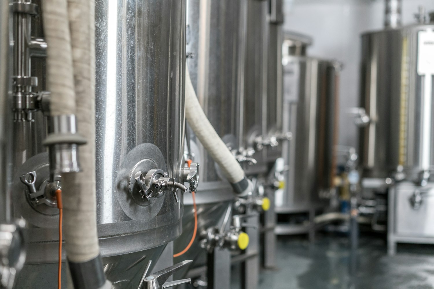 Brewing tanks at 28 Songs Brewhouse