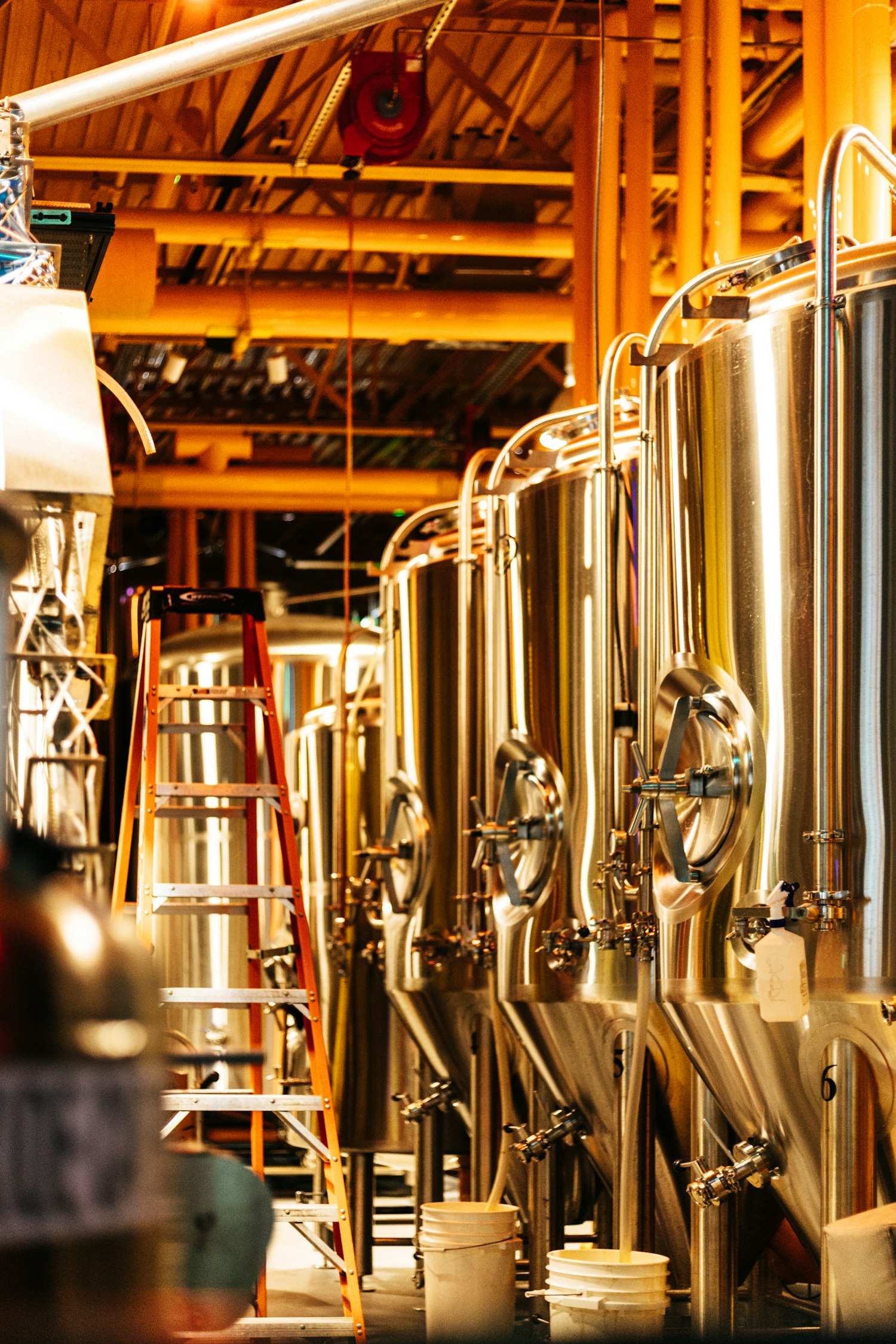 Copper brewing vessels at 28 Songs Brewhouse
